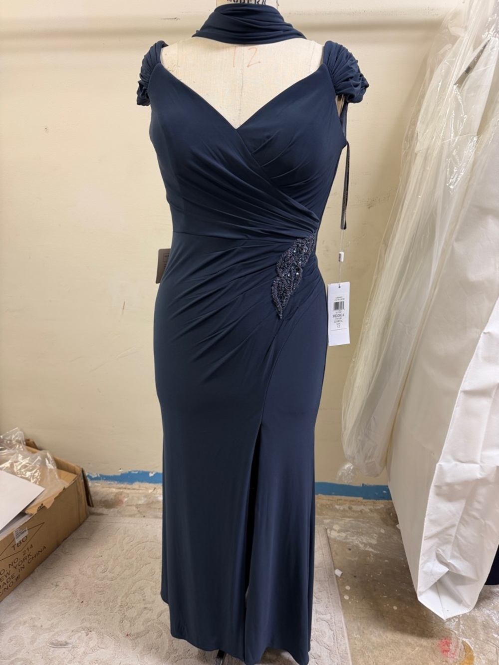 Rina Di Montella Evening Gown with Side Embellishment